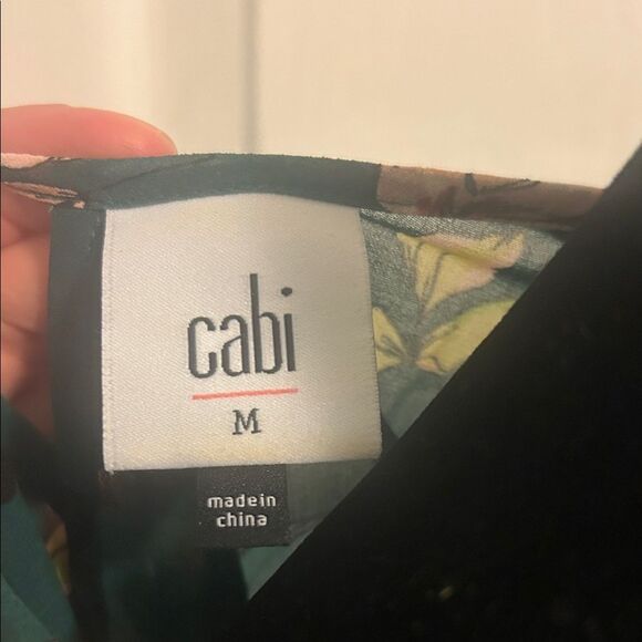 CAbi Teal Floral Sleeveless Blouse B - Picture 2 of 7